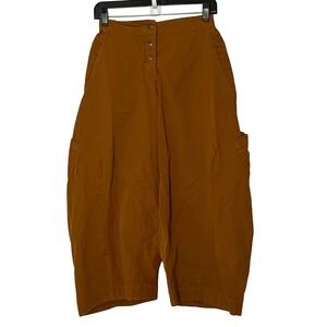 Eleven Stitch Design Snap Front Balloon Leg Cotton Pants - Small